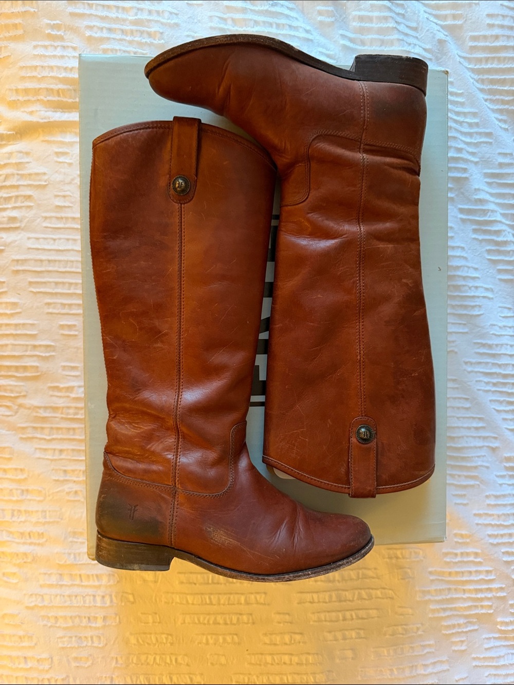 Frye Women's  Cognac Leather Melissa Button Riding Boots